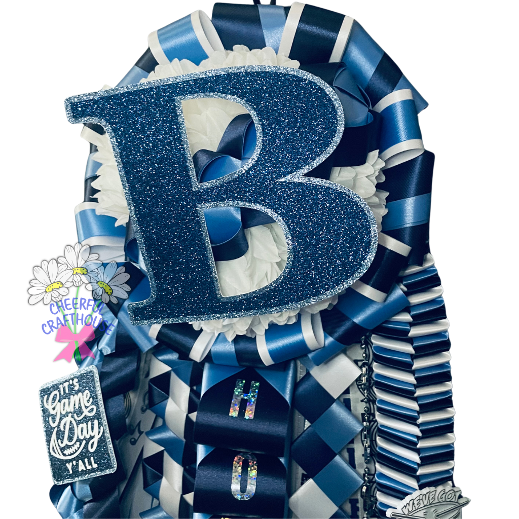LD Bell Garter, Custom Cutouts, Navy, Columbia Blue crown.